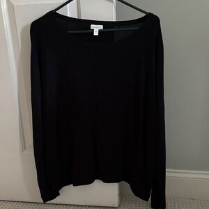 Garnet Hill Classic Black Scoop Neck Sweater